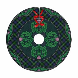 ScotsTee Shop Scottish MacKenzie Modern Clan Scottish Thistle Flower Round Leaf Tartan Christmas Tree Skirt