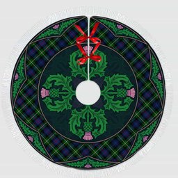 ScotsTee Shop Scottish MacKenzie Modern Clan Scottish Thistle Flower Round Leaf Tartan Christmas Tree Skirt