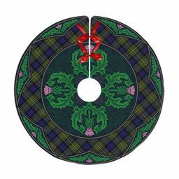 ScotsTee Shop Scottish MacLaren Modern Clan Scottish Thistle Flower Round Leaf Tartan Christmas Tree Skirt