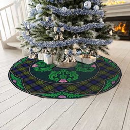ScotsTee Shop Scottish MacLaren Modern Clan Scottish Thistle Flower Round Leaf Tartan Christmas Tree Skirt