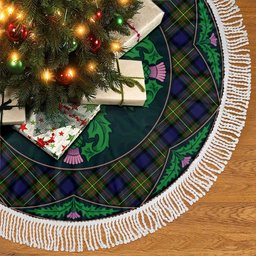 ScotsTee Shop Scottish MacLaren Modern Clan Scottish Thistle Flower Round Leaf Tartan Christmas Tree Skirt