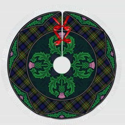 ScotsTee Shop Scottish MacLaren Modern Clan Scottish Thistle Flower Round Leaf Tartan Christmas Tree Skirt