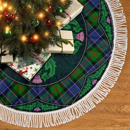 ScotsTee Shop Scottish Paterson Clan Scottish Thistle Flower Round Leaf Tartan Christmas Tree Skirt