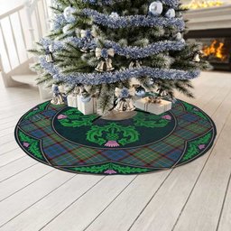 ScotsTee Shop Scottish Nicolson Hunting Ancient Clan Scottish Thistle Flower Round Leaf Tartan Christmas Tree Skirt