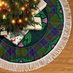 ScotsTee Shop Scottish Stewart of Appin Hunting Modern Clan Scottish Thistle Flower Round Leaf Tartan Christmas Tree Skirt