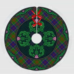 ScotsTee Shop Scottish Stewart of Appin Hunting Modern Clan Scottish Thistle Flower Round Leaf Tartan Christmas Tree Skirt