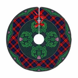 ScotsTee Shop Scottish MacLachlan Modern Clan Scottish Thistle Flower Round Leaf Tartan Christmas Tree Skirt