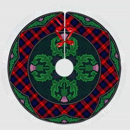 ScotsTee Shop Scottish MacLachlan Modern Clan Scottish Thistle Flower Round Leaf Tartan Christmas Tree Skirt