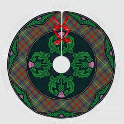 ScotsTee Shop Scottish Shaw Green Modern Clan Scottish Thistle Flower Round Leaf Tartan Christmas Tree Skirt