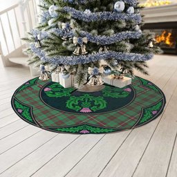 ScotsTee Shop Scottish MacKinnon Hunting Ancient Clan Scottish Thistle Flower Round Leaf Tartan Christmas Tree Skirt