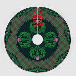 ScotsTee Shop Scottish MacKinnon Hunting Ancient Clan Scottish Thistle Flower Round Leaf Tartan Christmas Tree Skirt