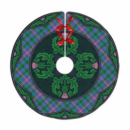 ScotsTee Shop Scottish Ralston Clan Scottish Thistle Flower Round Leaf Tartan Christmas Tree Skirt