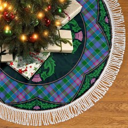 ScotsTee Shop Scottish Ralston Clan Scottish Thistle Flower Round Leaf Tartan Christmas Tree Skirt