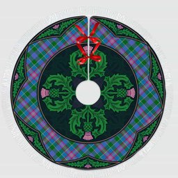 ScotsTee Shop Scottish Ralston Clan Scottish Thistle Flower Round Leaf Tartan Christmas Tree Skirt