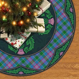 ScotsTee Shop Scottish Ralston Clan Scottish Thistle Flower Round Leaf Tartan Christmas Tree Skirt