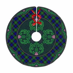 ScotsTee Shop Scottish Sempill Modern Clan Scottish Thistle Flower Round Leaf Tartan Christmas Tree Skirt