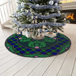 ScotsTee Shop Scottish Sempill Modern Clan Scottish Thistle Flower Round Leaf Tartan Christmas Tree Skirt