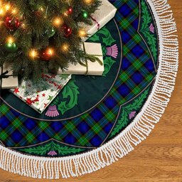 ScotsTee Shop Scottish Sempill Modern Clan Scottish Thistle Flower Round Leaf Tartan Christmas Tree Skirt