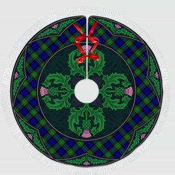 ScotsTee Shop Scottish Sempill Modern Clan Scottish Thistle Flower Round Leaf Tartan Christmas Tree Skirt