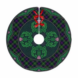 ScotsTee Shop Scottish Malcolm Modern Clan Scottish Thistle Flower Round Leaf Tartan Christmas Tree Skirt