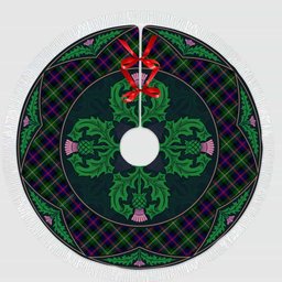 ScotsTee Shop Scottish Malcolm Modern Clan Scottish Thistle Flower Round Leaf Tartan Christmas Tree Skirt