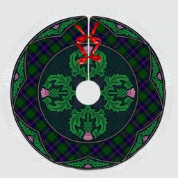 ScotsTee Shop Scottish Shaw Modern Clan Scottish Thistle Flower Round Leaf Tartan Christmas Tree Skirt