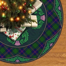 ScotsTee Shop Scottish Shaw Modern Clan Scottish Thistle Flower Round Leaf Tartan Christmas Tree Skirt