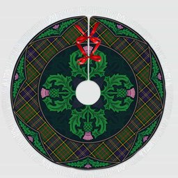 ScotsTee Shop Scottish MacMillan Hunting Modern Clan Scottish Thistle Flower Round Leaf Tartan Christmas Tree Skirt
