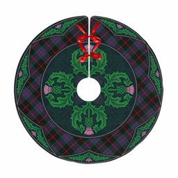 ScotsTee Shop Scottish Nairn Clan Scottish Thistle Flower Round Leaf Tartan Christmas Tree Skirt
