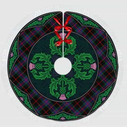 ScotsTee Shop Scottish Nairn Clan Scottish Thistle Flower Round Leaf Tartan Christmas Tree Skirt