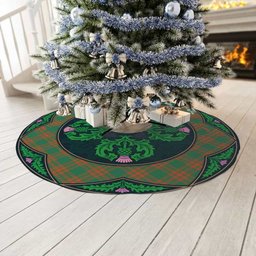 ScotsTee Shop Scottish Menzies Green Ancient Clan Scottish Thistle Flower Round Leaf Tartan Christmas Tree Skirt