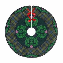 ScotsTee Shop Scottish MacLellan Ancient Clan Scottish Thistle Flower Round Leaf Tartan Christmas Tree Skirt