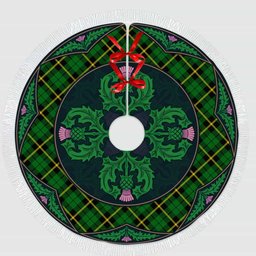 ScotsTee Shop Scottish Wallace Hunting - Green Clan Scottish Thistle Flower Round Leaf Tartan Christmas Tree Skirt
