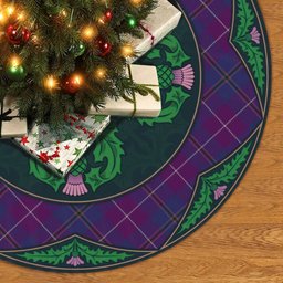 ScotsTee Shop Scottish Pride of Glencoe Clan Scottish Thistle Flower Round Leaf Tartan Christmas Tree Skirt