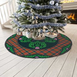ScotsTee Shop Scottish MacNaughton Ancient Clan Scottish Thistle Flower Round Leaf Tartan Christmas Tree Skirt