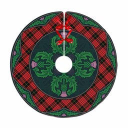 ScotsTee Shop Scottish MacQueen Modern Clan Scottish Thistle Flower Round Leaf Tartan Christmas Tree Skirt