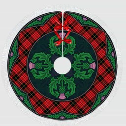 ScotsTee Shop Scottish MacQueen Modern Clan Scottish Thistle Flower Round Leaf Tartan Christmas Tree Skirt