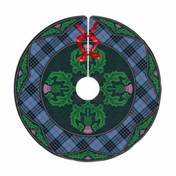 ScotsTee Shop Scottish MacKay Blue Clan Scottish Thistle Flower Round Leaf Tartan Christmas Tree Skirt