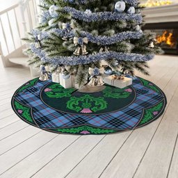 ScotsTee Shop Scottish MacKay Blue Clan Scottish Thistle Flower Round Leaf Tartan Christmas Tree Skirt