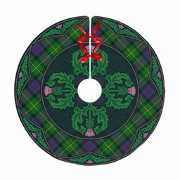 ScotsTee Shop Scottish Tait Modern Clan Scottish Thistle Flower Round Leaf Tartan Christmas Tree Skirt