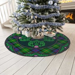 ScotsTee Shop Scottish Tait Modern Clan Scottish Thistle Flower Round Leaf Tartan Christmas Tree Skirt