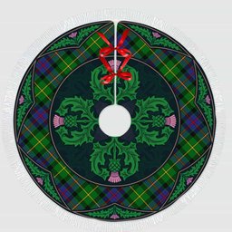 ScotsTee Shop Scottish Tait Modern Clan Scottish Thistle Flower Round Leaf Tartan Christmas Tree Skirt