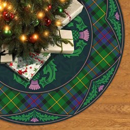 ScotsTee Shop Scottish Tait Modern Clan Scottish Thistle Flower Round Leaf Tartan Christmas Tree Skirt
