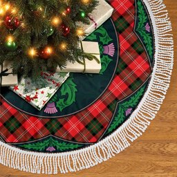 ScotsTee Shop Scottish Nesbitt Modern Clan Scottish Thistle Flower Round Leaf Tartan Christmas Tree Skirt