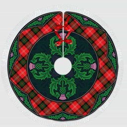 ScotsTee Shop Scottish Nesbitt Modern Clan Scottish Thistle Flower Round Leaf Tartan Christmas Tree Skirt