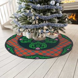 ScotsTee Shop Scottish Sinclair Ancient Clan Scottish Thistle Flower Round Leaf Tartan Christmas Tree Skirt