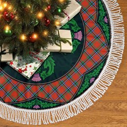 ScotsTee Shop Scottish Sinclair Ancient Clan Scottish Thistle Flower Round Leaf Tartan Christmas Tree Skirt