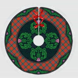 ScotsTee Shop Scottish Sinclair Ancient Clan Scottish Thistle Flower Round Leaf Tartan Christmas Tree Skirt
