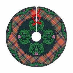 ScotsTee Shop Scottish Stewart Royal Ancient Clan Scottish Thistle Flower Round Leaf Tartan Christmas Tree Skirt