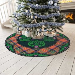 ScotsTee Shop Scottish Stewart Royal Ancient Clan Scottish Thistle Flower Round Leaf Tartan Christmas Tree Skirt